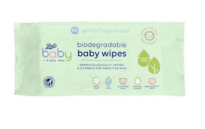 Boots Baby Fragranced Biodegradable soft baby wipes, single pack = 64 wipes