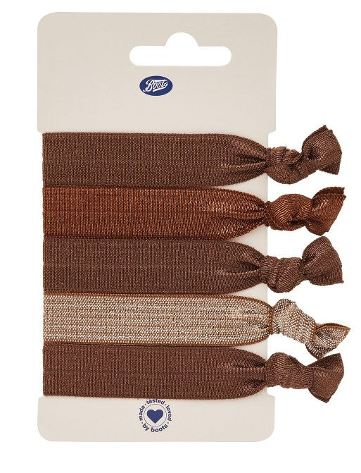 Boots Hair Ties Brown x5