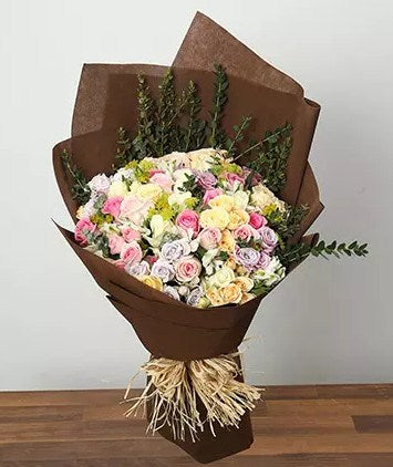 Bouquet of Pastel Coloured Roses