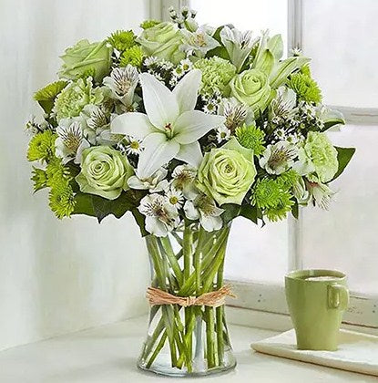Bunch Of Green and White Flowers