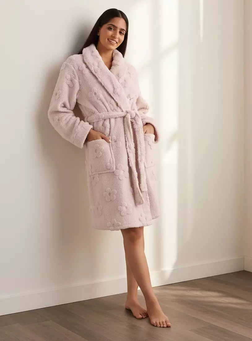 Floral Jacquard Textured Robe