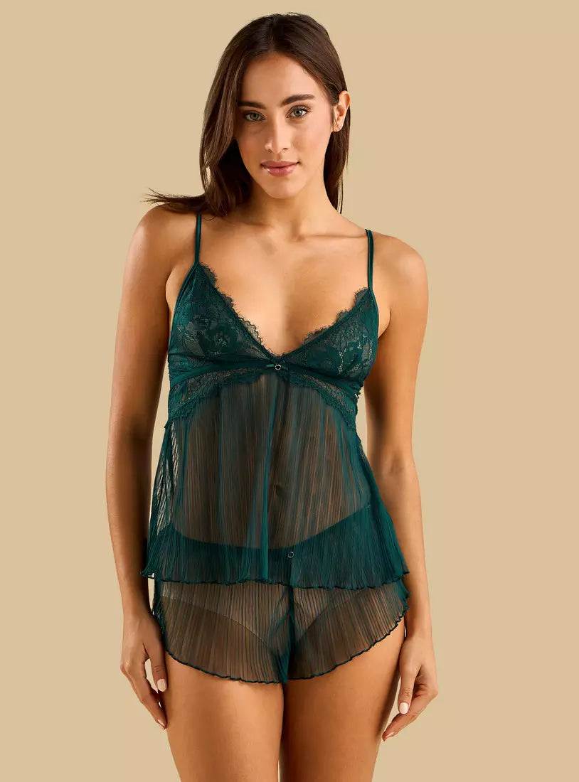 Lace 2-Piece Babydoll Set