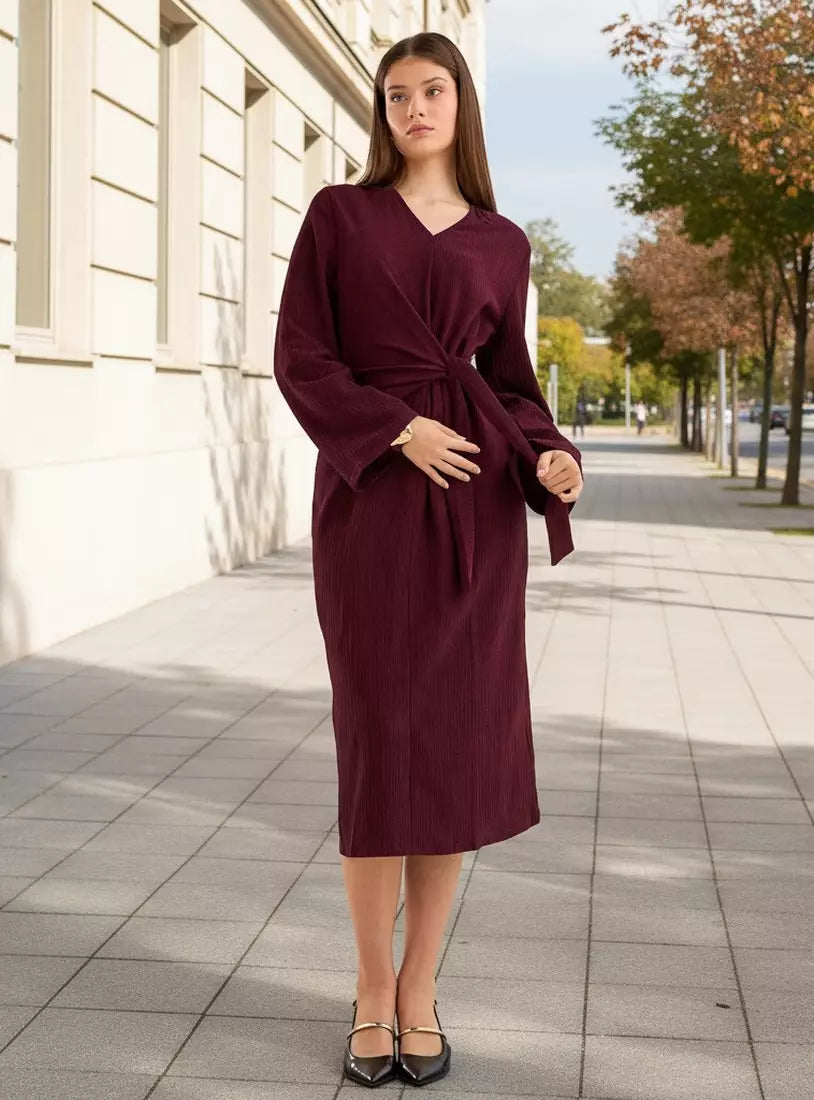 Textured V-neck Dress