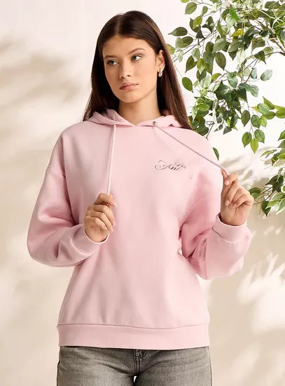 Slogan Print Hooded Sweatshirt