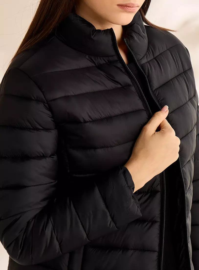 Quilted Zip Through Puffer Jacket