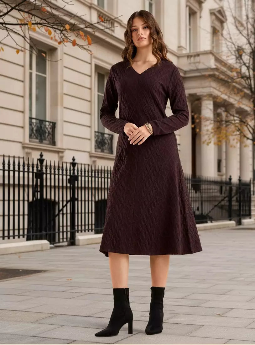 Textured V-neck Dress