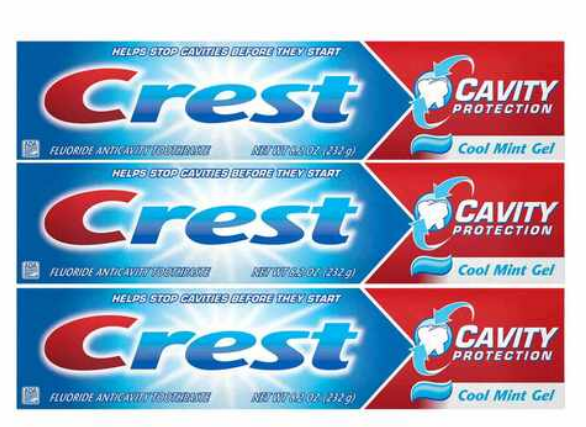 Crest Cavity Protection Cool Mint Gel Toothpaste 125ml x Pack of 3