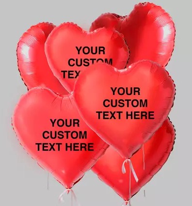 Cute Heart Shaped Customized Text Balloons