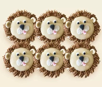 Cute Lion Designer Vanilla Cupcakes Set Of 6