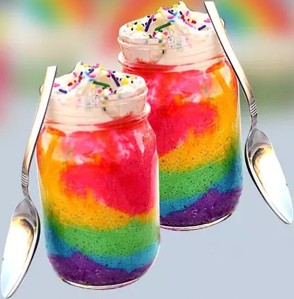 Delicious Vanilla Rainbow Vegan Jar Cake