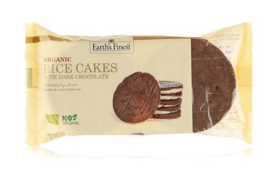 Earth\'s Finest organic rice cakes with dark chocolate 100g
