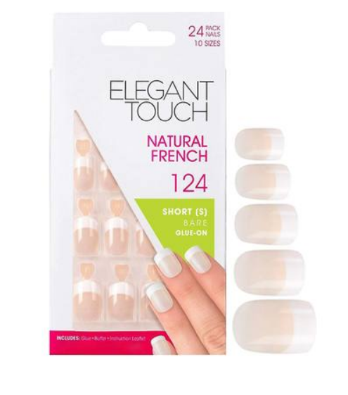 Elegant Touch 10 Size Natural French Short Length False Artificial Nails - American Pi