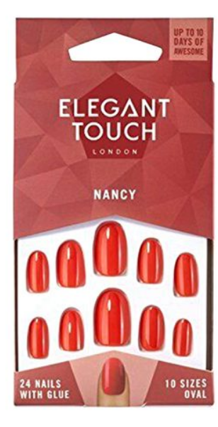Elegant Touch 10 Size Oval Shape Artificial Nails - Nancy Red, 24 Piece
