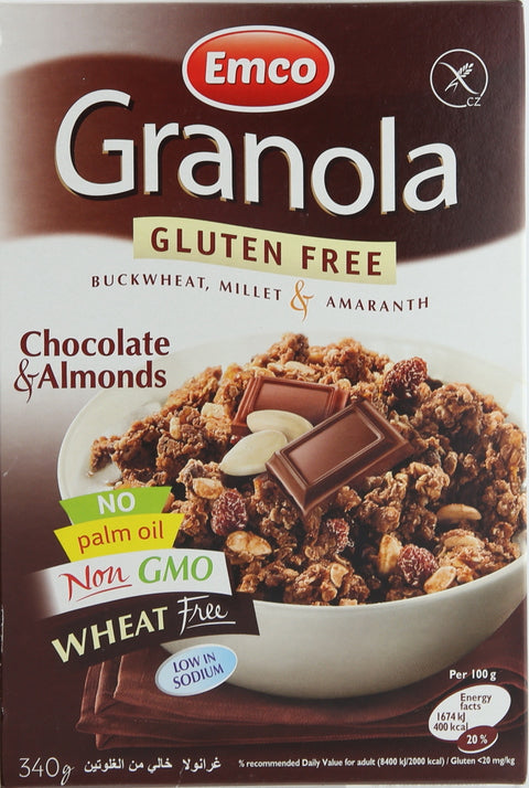 Emco Granola Gluten Free Chocolate and Almonds 340g