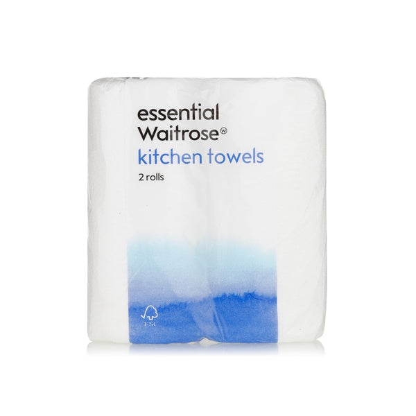 Essential Waitrose kitchen towels white 2rolls