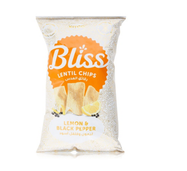 Kitco bliss lentil chips lemon & black pepper 135g