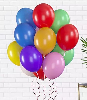 Mixed Colour 10 Latex Balloons