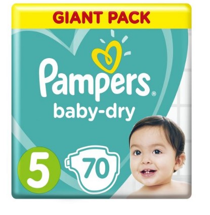 Pampers Baby-dry Diapres Size 5 Junior 11-16kg Giant Pack 70 count