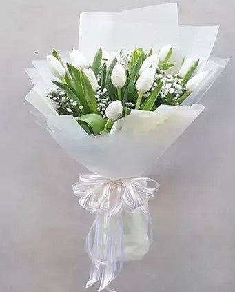 Peaceful White Tulips Bouquet