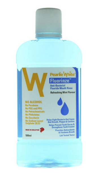 Pearlie White Fluorinze Anti-Bacterial Fluoride Mouth Rinse 500ml