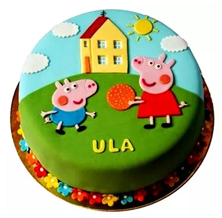 Peppa Pig Playing Fondant Chocolate Cake
