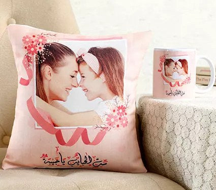 Personalised Floral Cushion n Mug For Mother