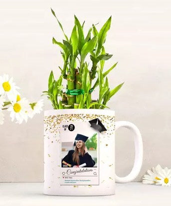 Personalised Graduation Mug with Lucky Bamboo