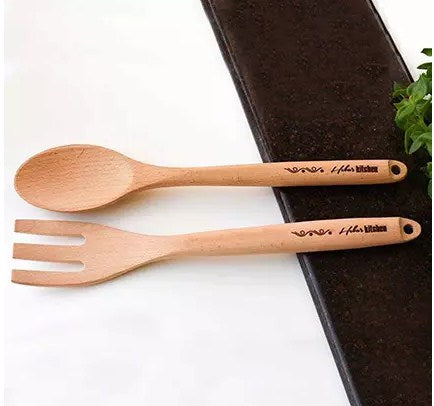 Personalised wooden spoon & Fork set