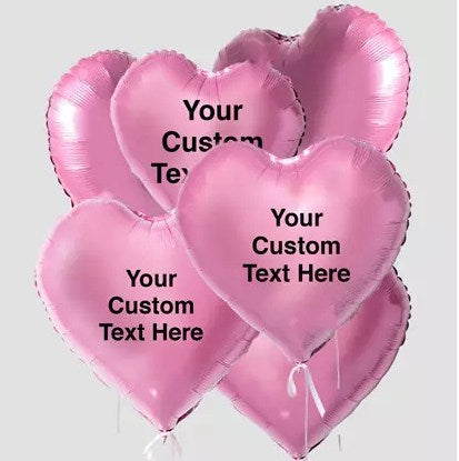 Pink Heart Shaped Customized Text Balloons