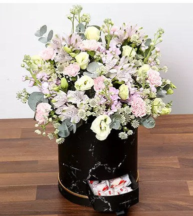 Pink and White Floral Box With Chocolates