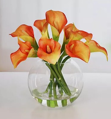 Premium Orange Calla Lilies Fish Bowl