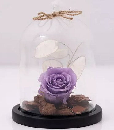 Purple Forever Rose In Glass Dome