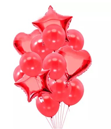 Romantic Heart n Star Shaped Red Balloons