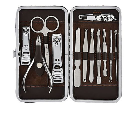 Sanbo-12-Piece Manicure And Pedicure Set Silver 15.6x8.5centimeter