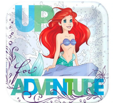 Ariel Dream Big Square Paper Plates 7in, 8pcs