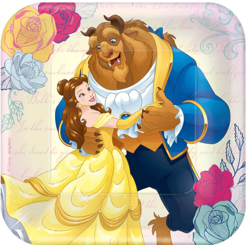 Disney Beauty And The Beast Square Plate 7in 8pcs
