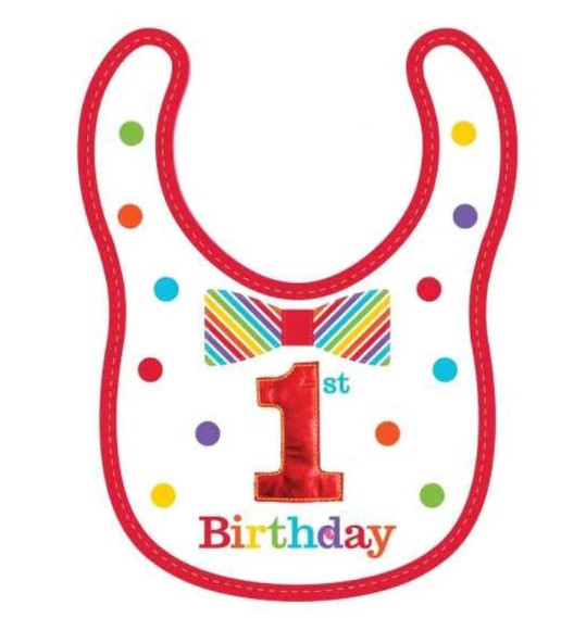 1st Birthday Boy Rainbow Fabric Bib