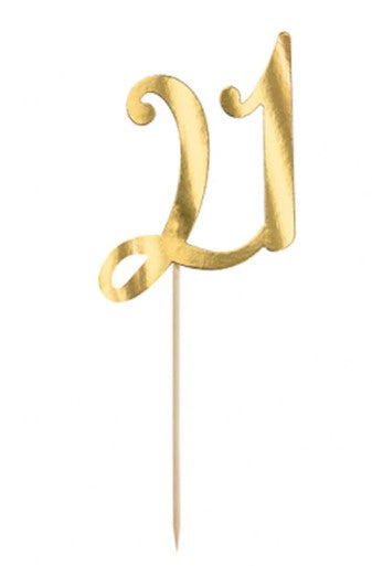 21 Gold Cake Topper 20.5cm