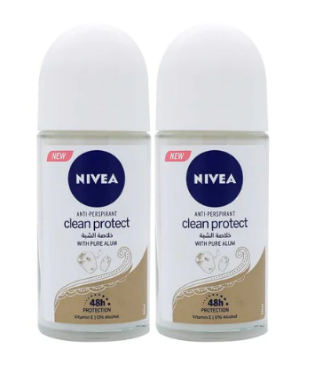 Nivea Clean Protect Pure Alum Deodorant Roll On 50ml x2