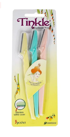 DORCO Tinkle 3 PCS Eyebrow or Face Hair Removal Safety Razors Trimmer Shaper Shaver Cosmetics (6 Pcs