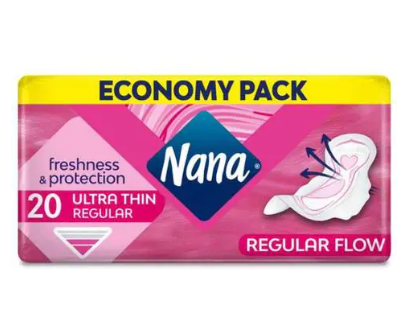 Nana Ultra Thin Normal Sanitary Pads With Wings White 10 count x2
