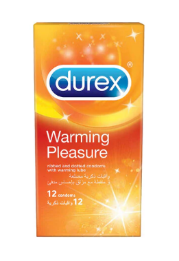 Durex Warming Pleasure Ribbed And Dotted Condoms Orange 12 count