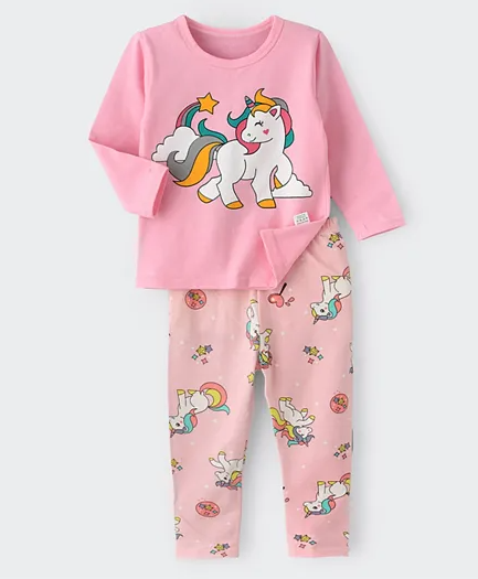 Babyqlo Unicorn Graphic Pyjama Set - Pink