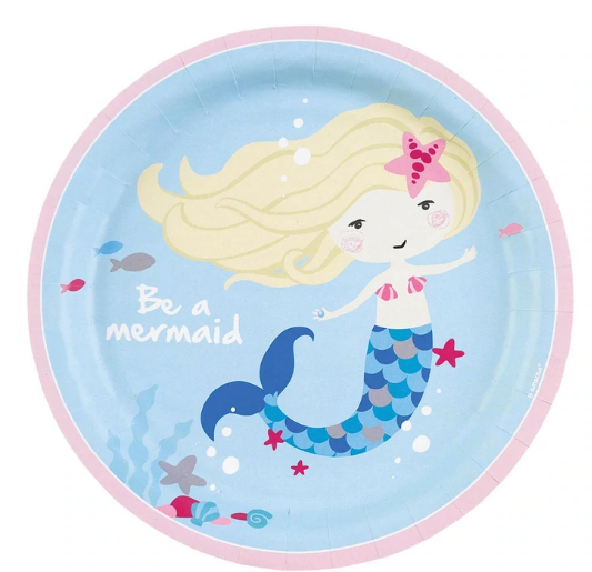 Be A Mermaid Paper Plates 9in, 8pcs