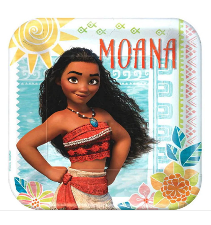 Moana Square Paper Plates 9in, 8pcs