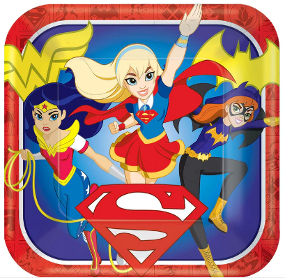 DC Superhero Girls Square Paper Plates 9in 8pcs