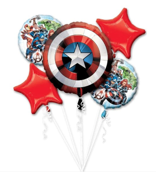 Avengers Shield Balloon Bouquet, 5pcs