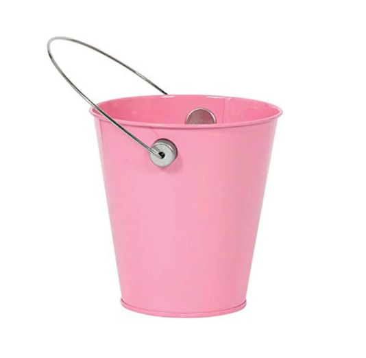 New Pink Metal Bucket With Handle