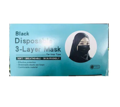 Black Disposable 3 Layer Mask 50\'s