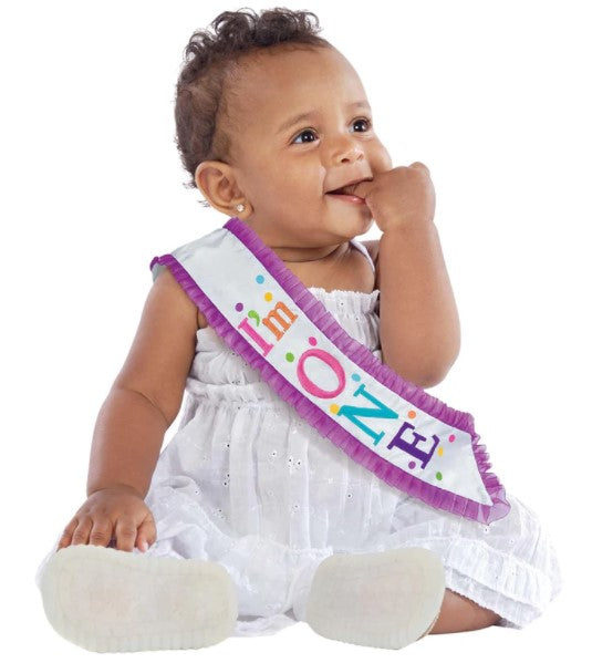 1st Birthday Girl Rainbow Birthday Fabric Sash